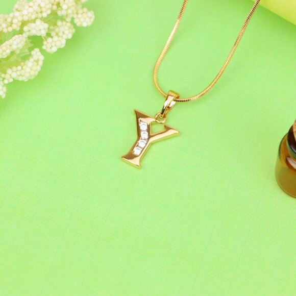 "Rose Gold Alphabet Y Pendant with Sparkling Crystals, XPPT1374 - Picture 11 of 12